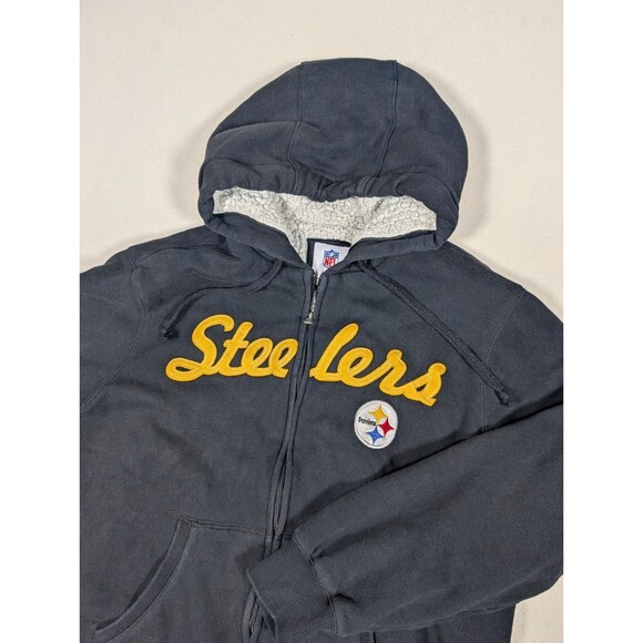 NFL Team Apparel Pittsburgh Steelers Hoodie Zip Up Jacket Women’s XL Sherpa - Picture 1 of 9